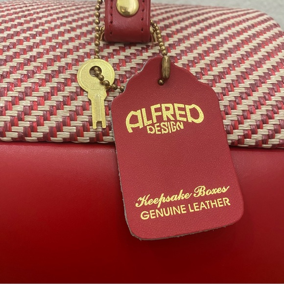 Vintage ALFRED Design Keepsake Red Genuine Leather Organizer Jewelry Case Bag - Picture 5 of 16